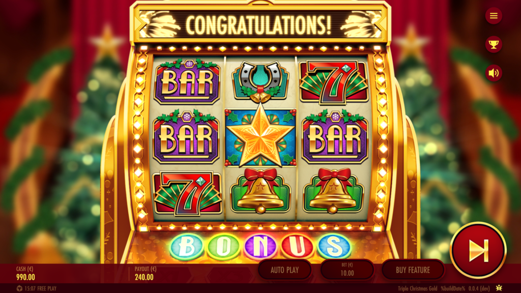 Triple Christmas Gold Bonus Game Won