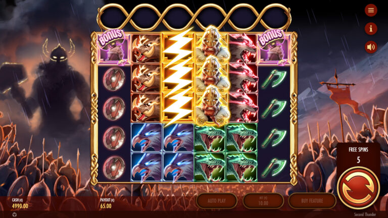 Screenshot of the Bonus Game in the video slot Second Thunder.