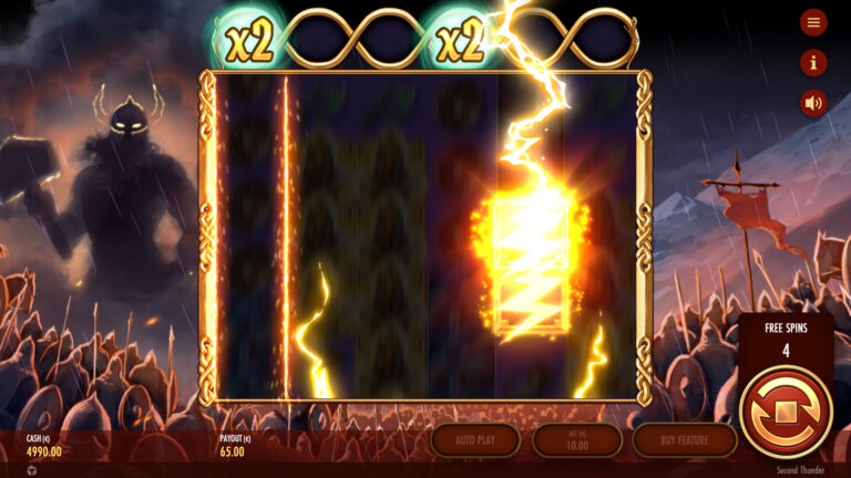 Screenshot of the Bonus Feature Row in the video slot Second Thunder.