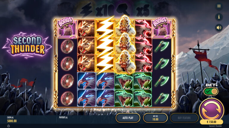 Screenshot of a antibet in the Main Game in the video slot Second Thunder.