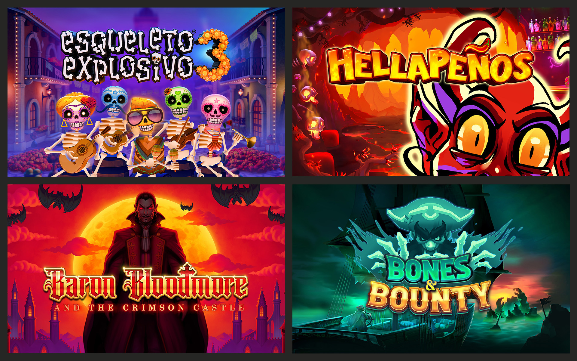 Halloween Esqueleto Explosivo, Hallapenos, Baron Bloodmore, Bones and Bounty