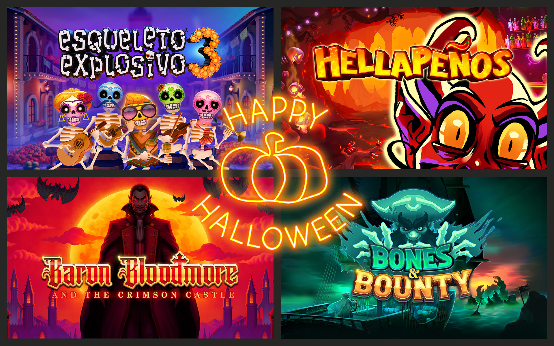 Halloween Esqueleto Explosivo, Hallapenos, Baron Bloodmore, Bones and Bounty