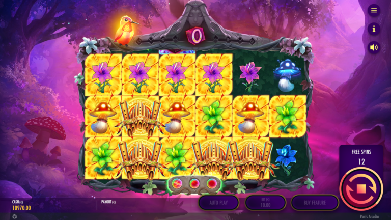 Screenshot of a bonus mystery in the video slot Pan’s Arcadia.