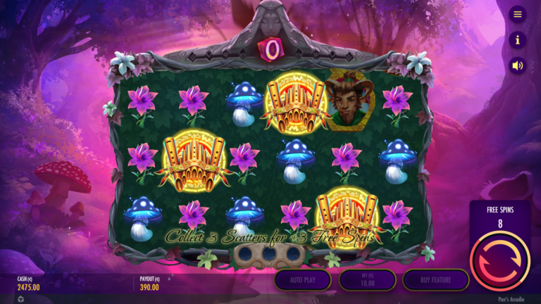 Screenshot of a bonus in the video slot Pan’s Arcadia.
