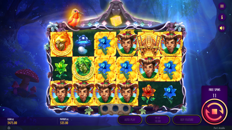 Screenshot of Level 5 in the video slot Pan’s Arcadia.