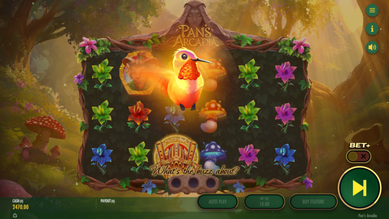 Screenshot of mystery feature in the video slot Pan’s Arcadia.