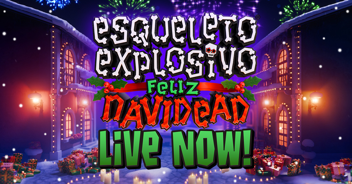 Esqueleto Explosivo Feliz Navidead Live Now banner