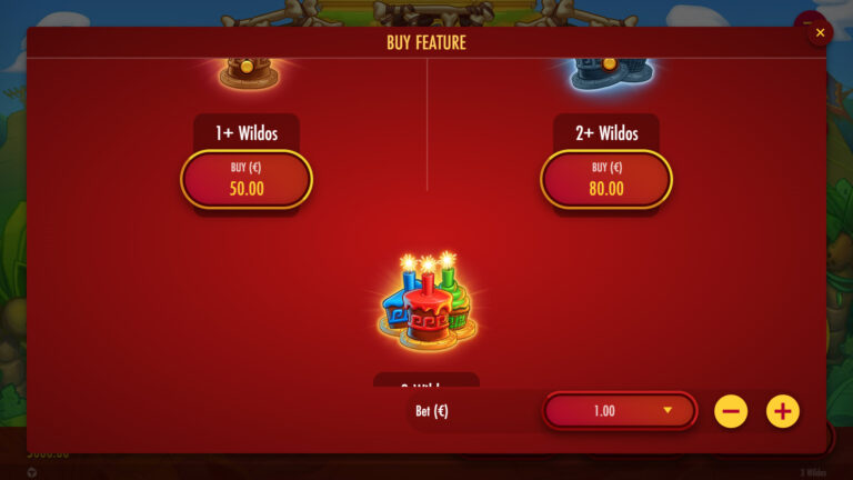 Screenshot of bye Feautre view in the video slot 3 Wildos.