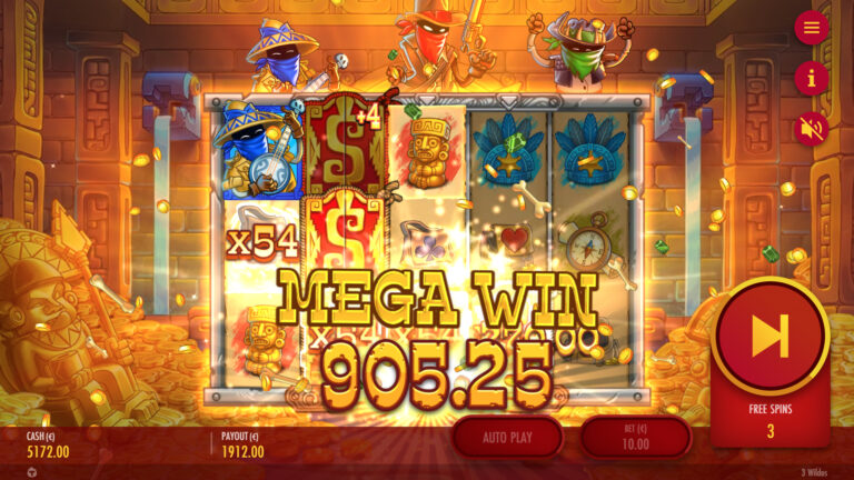 Screenshot of Mega Win in the video slot 3 Wildos.