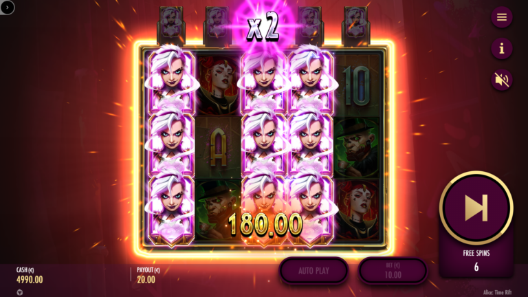 Screenshot of the feature expand in the video slot Alice: Time Rift.