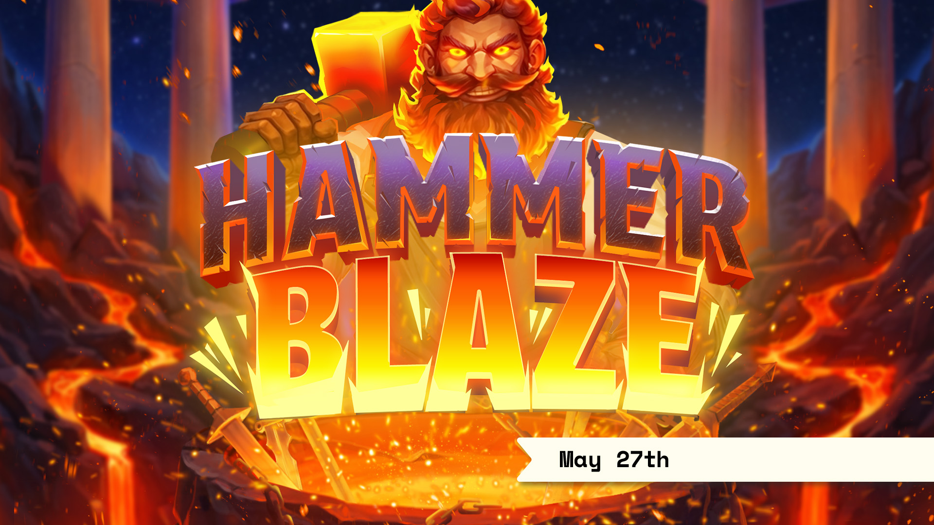 News banner with date, Hammerblaze online slot game