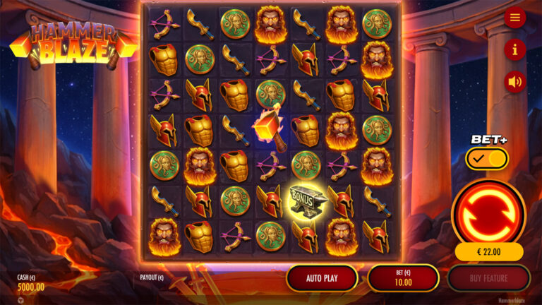 Screenshot of an ante bet in the video slot Hammerblaze.
