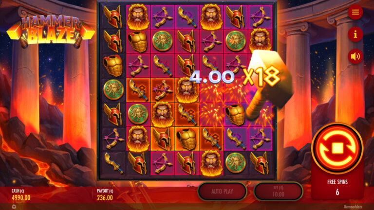 Screenshot of the hammer wild in the video slot Hammerblaze.
