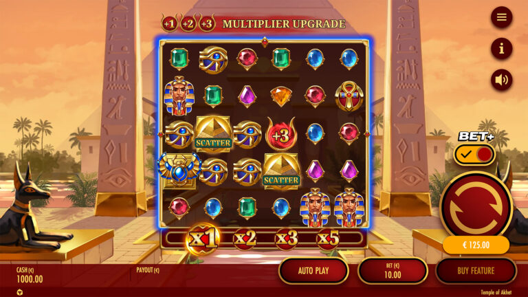 Screenshot of a ante Bet in the video slot Temple of Akhet.