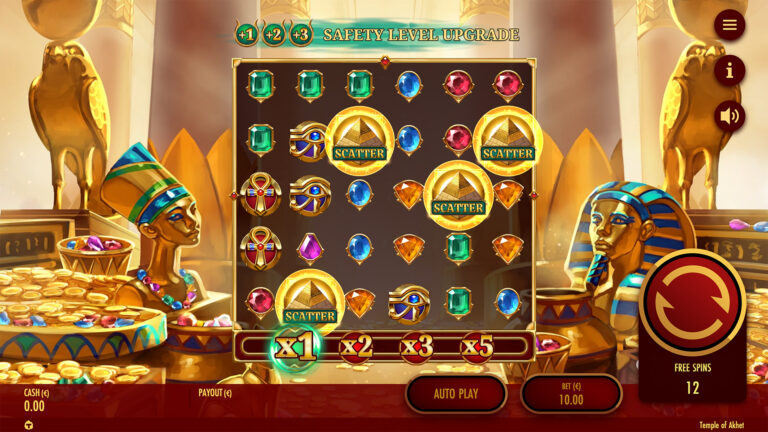 Screenshot of the Bonus game in the video slot Temple of Akhet.