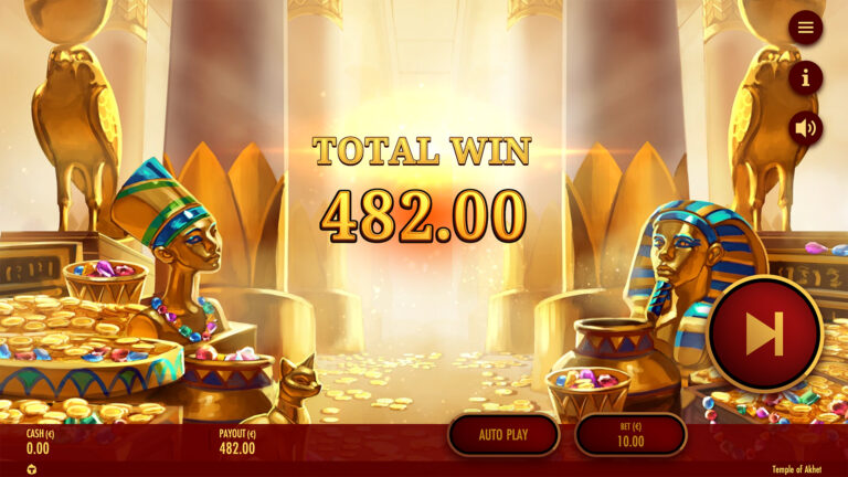 Screenshot of the Total Win in the video slot Temple of Akhet.