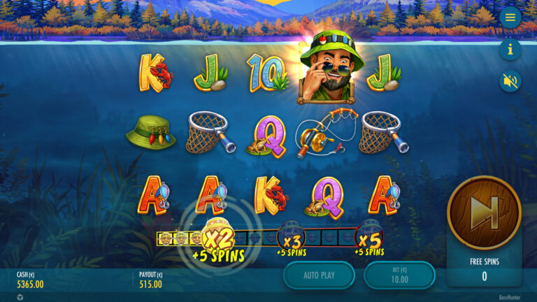 Screenshot showing the bonus game meter in the Bass Hunter video slot.