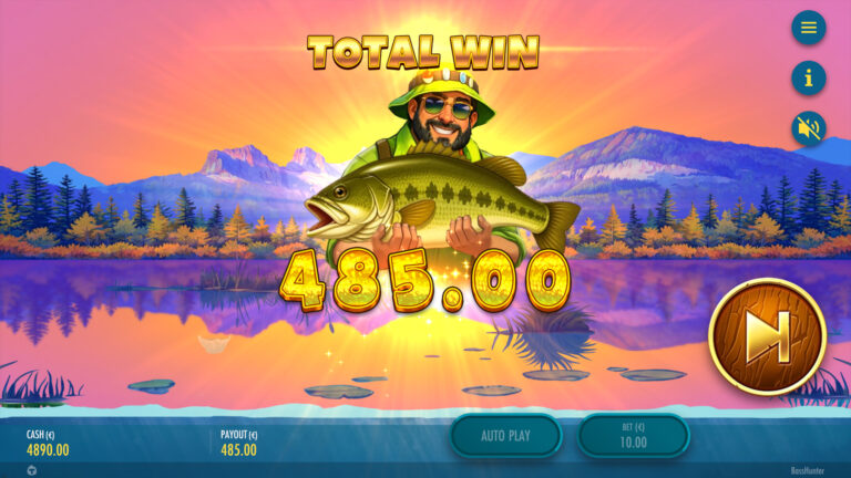 Screenshot of a Total Win in the video slot Bass Hunter.