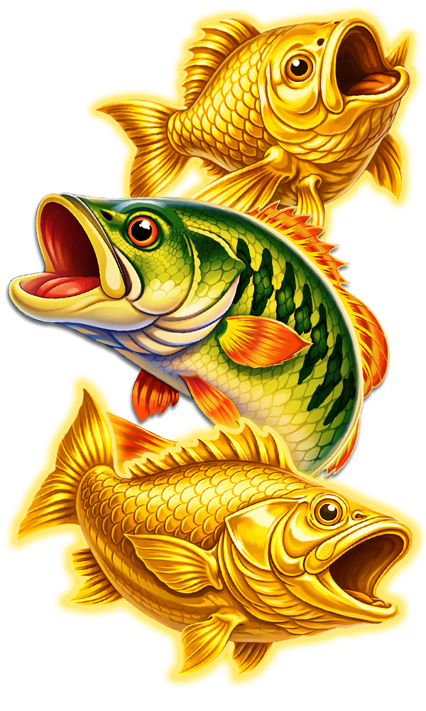 Symbols from the video slot Bass Hunter.