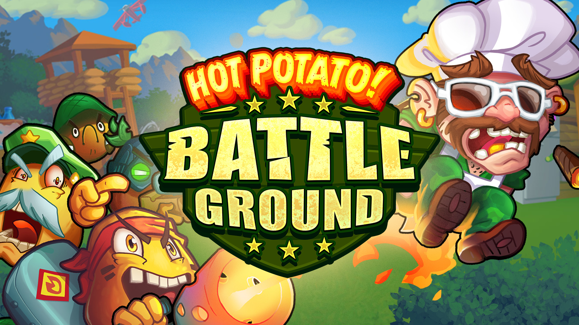 Cover image of the video slot Hot Potato Battleground.