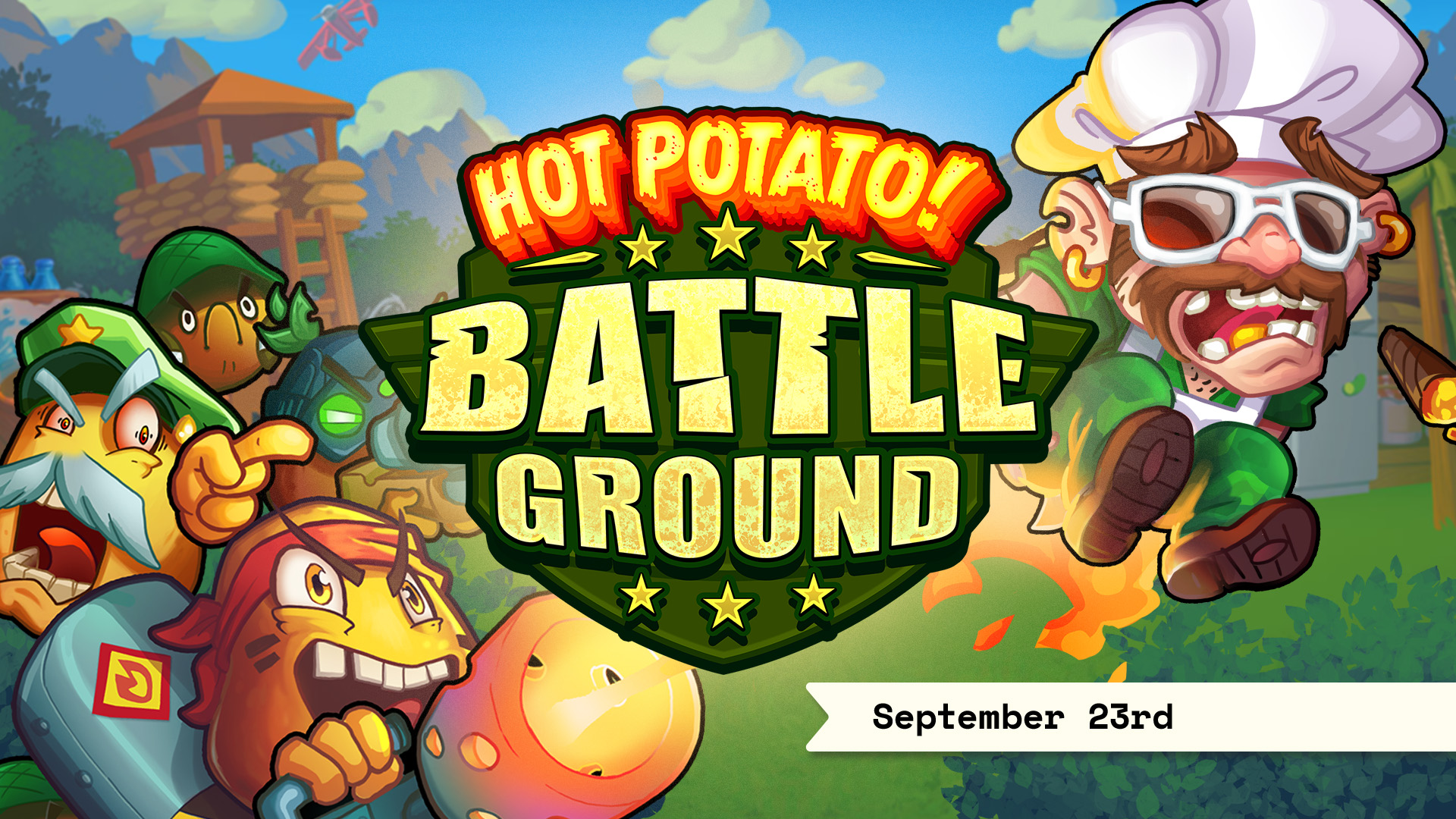 Cover image of the video slot Hot Potato Battleground.