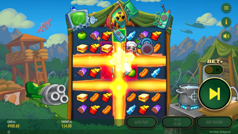 Screenshot of the sniper in the video slot Hot Potato Battleground.
