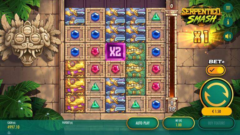 Screenshot showing AneteBet in the Serpentico Smash video slot.