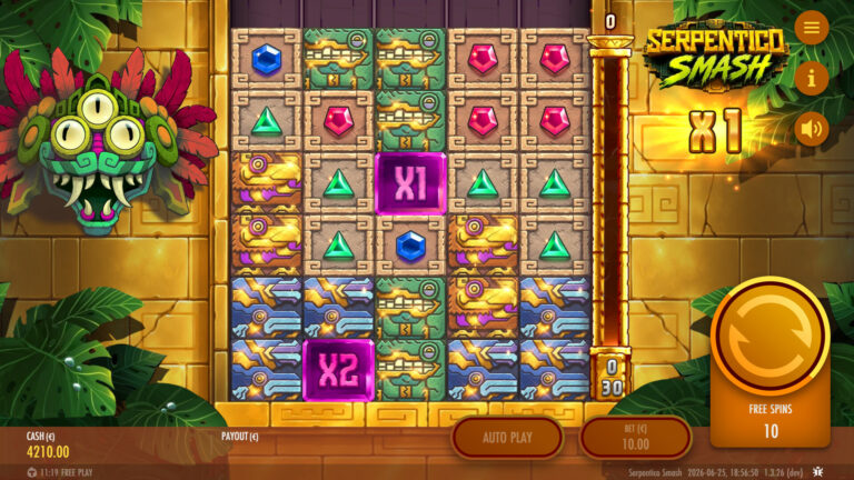 Screenshot of the Bonus Game in the Serpentico Smash video slot.