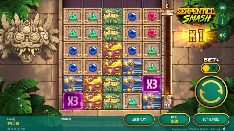 Screenshot of the Main Game in the Serpentico Smash video slot.