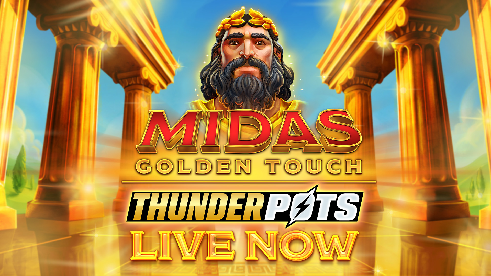 Cover image main banner of the video slot Midas Golden Touch: Thunder Pots. Live now