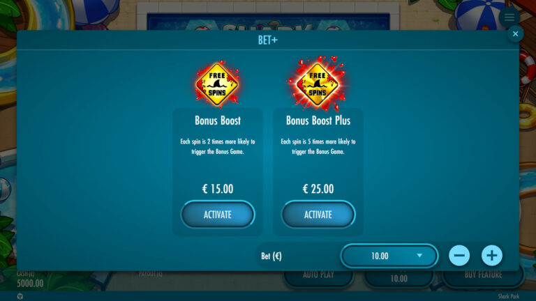 Screenshot showing Anete Bet in the Shark Park video slot.
