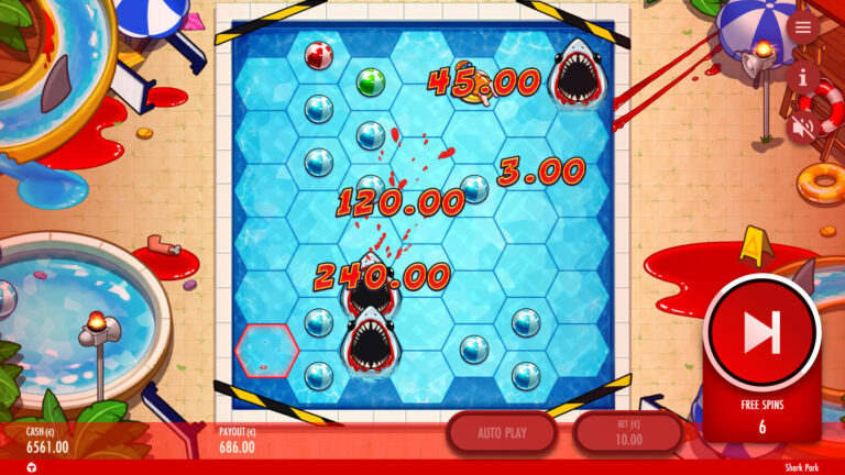 Screenshot of Multi Labels in the Shark Park video slot.