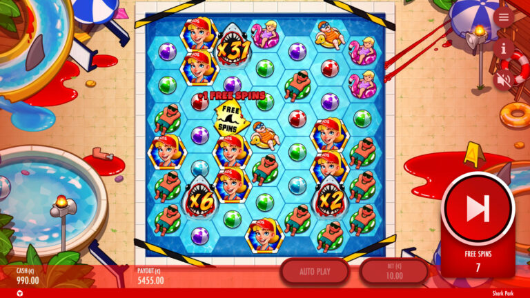 Screenshot of Multi Sharks in the Shark Park video slot.
