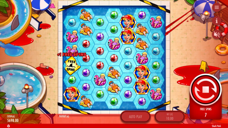 Screenshot of the scatter Respin in the Shark Park video slot.