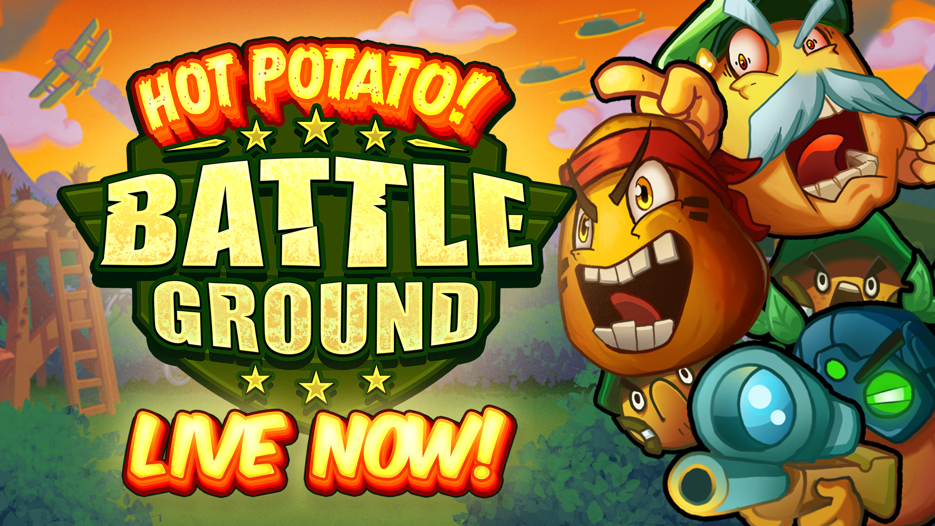 Cover image of the video slot Hot Potato Battleground.