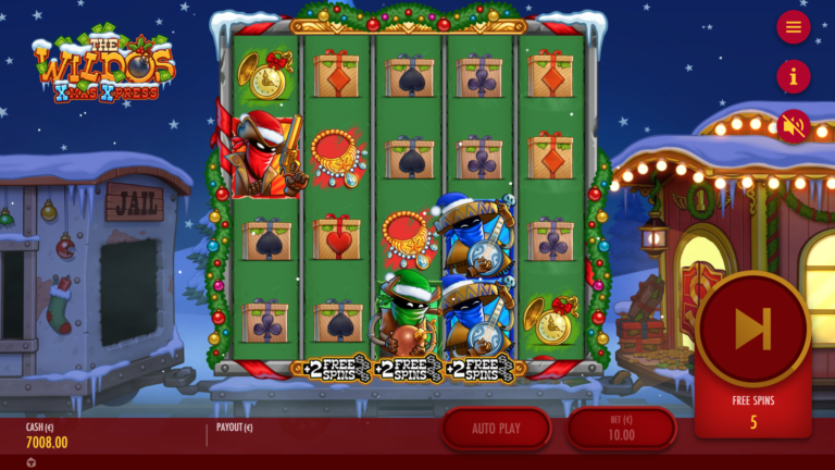 Screenshot of the Bonus Game in the The Wildos: Xmas Xpress video slot.