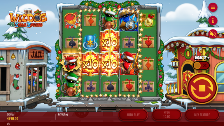 Screenshot of the Gold Feature in The Wildos: Xmas Xpress video slot.