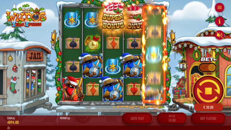 Screenshot of a Near Win in The Wildos: Xmas Xpress video slot.