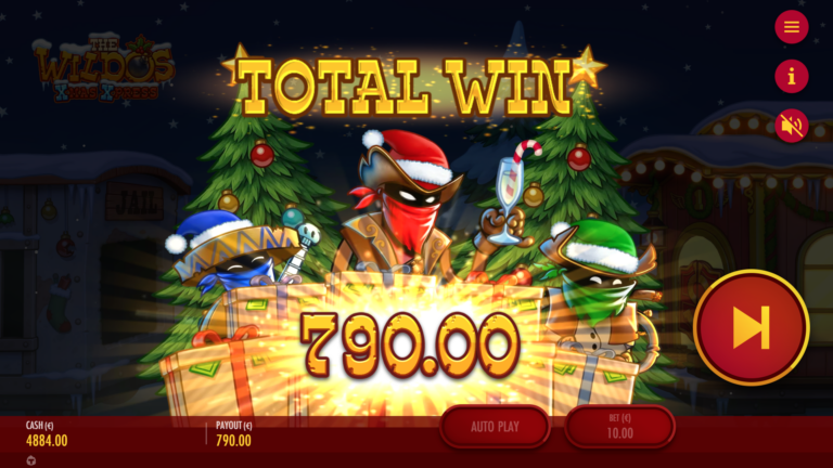 Screenshot of a Total Win in The Wildos: Xmas Xpress video slot.